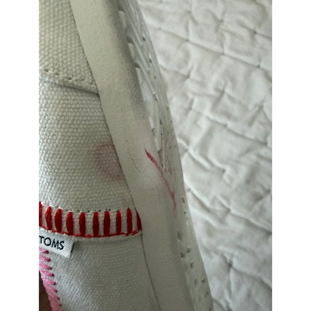 TOMS Alpargata White‎ Rainbow Embroidered Canvas Slip On 10 Shoes Sneaker